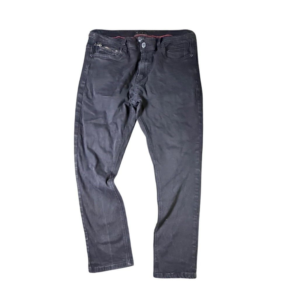 Steve's Jeans Black Denim‎ Slim Fit Moto Style Men's Jeans Size 34/30